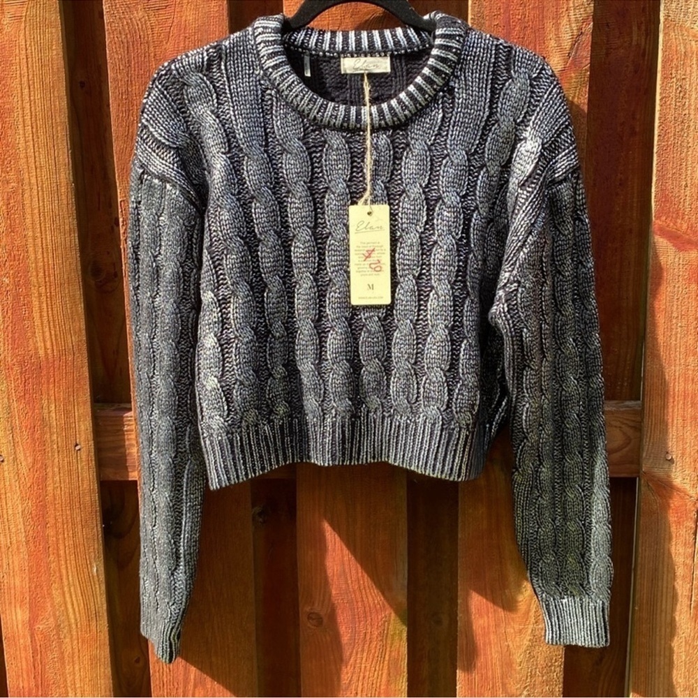 Elan Charcoal Cable Knit Sweater Size M